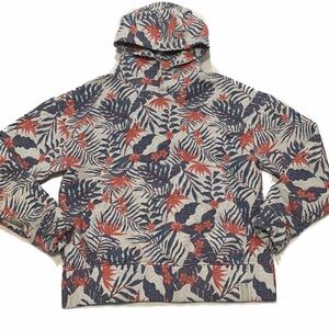 M / ORTTU Red and Blue Leaf Patterned Hoodie